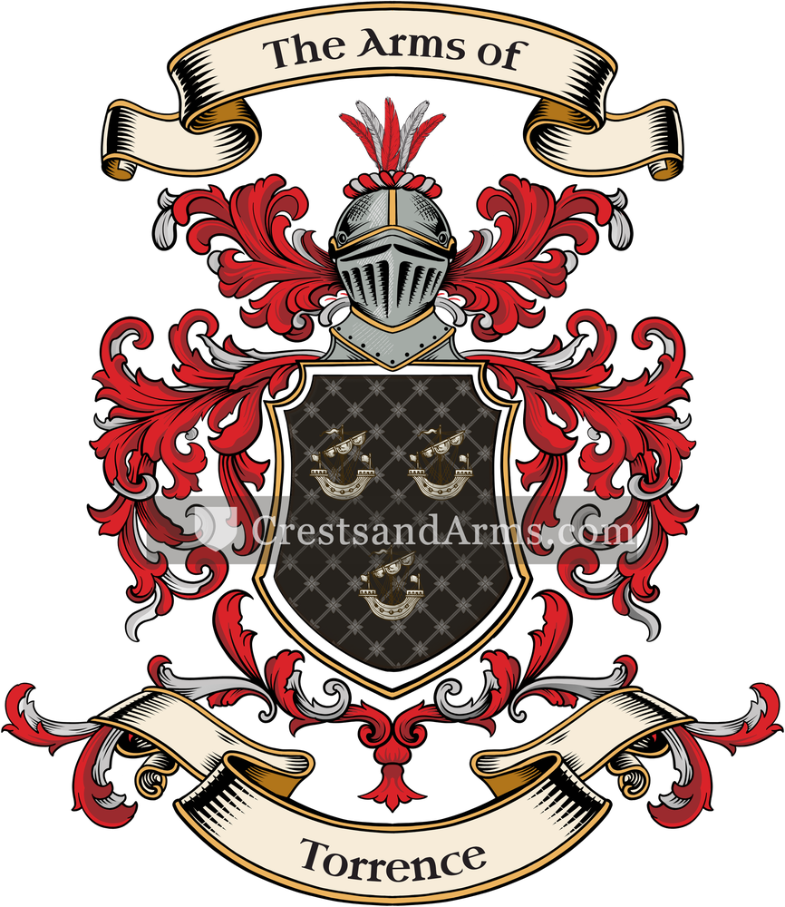 The Torrence coat of arms, drawn from the recorded blazon