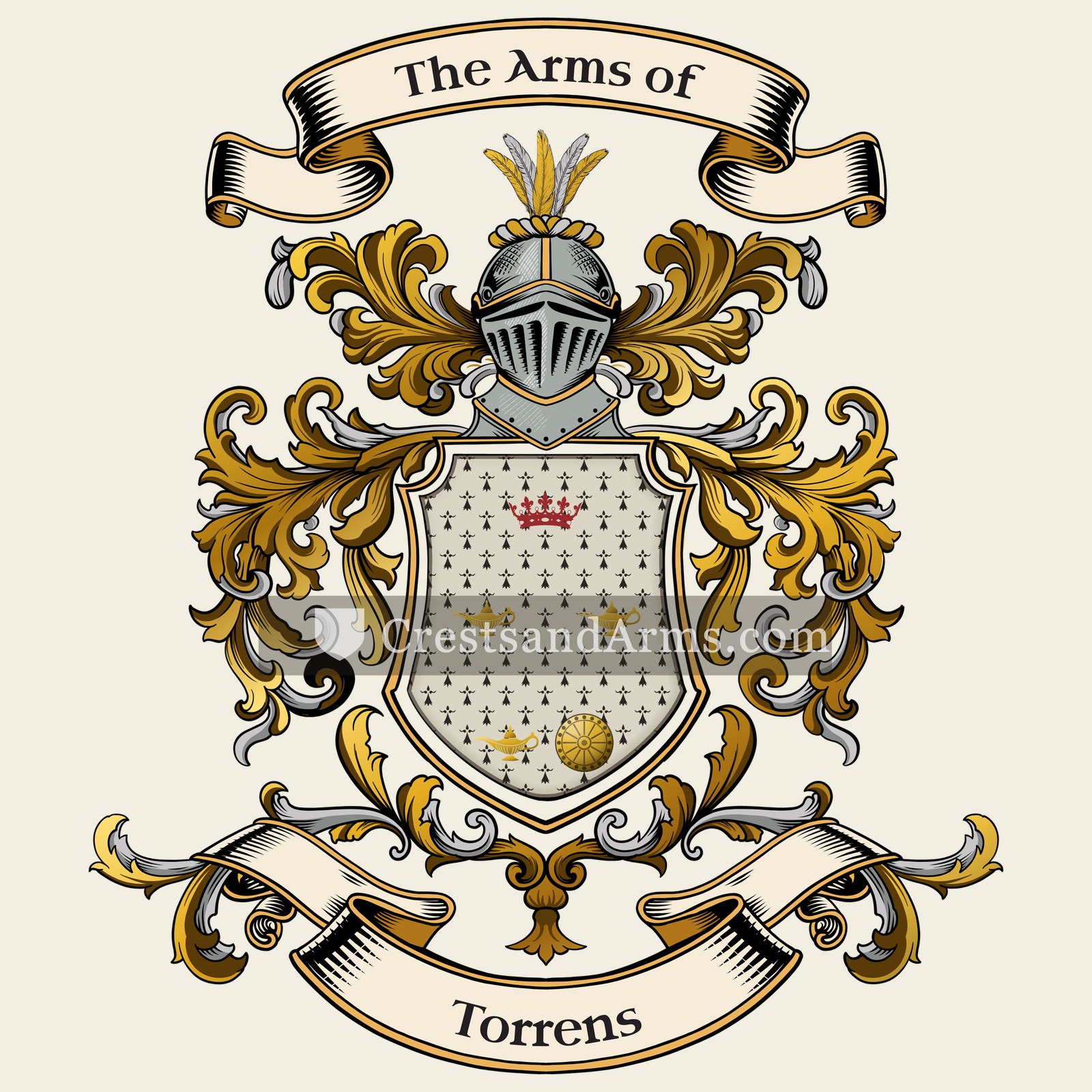 The Torrens coat of arms, drawn from the recorded blazon