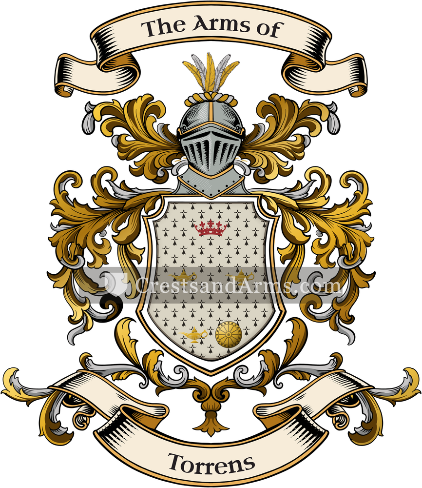 The Torrens coat of arms, drawn from the recorded blazon