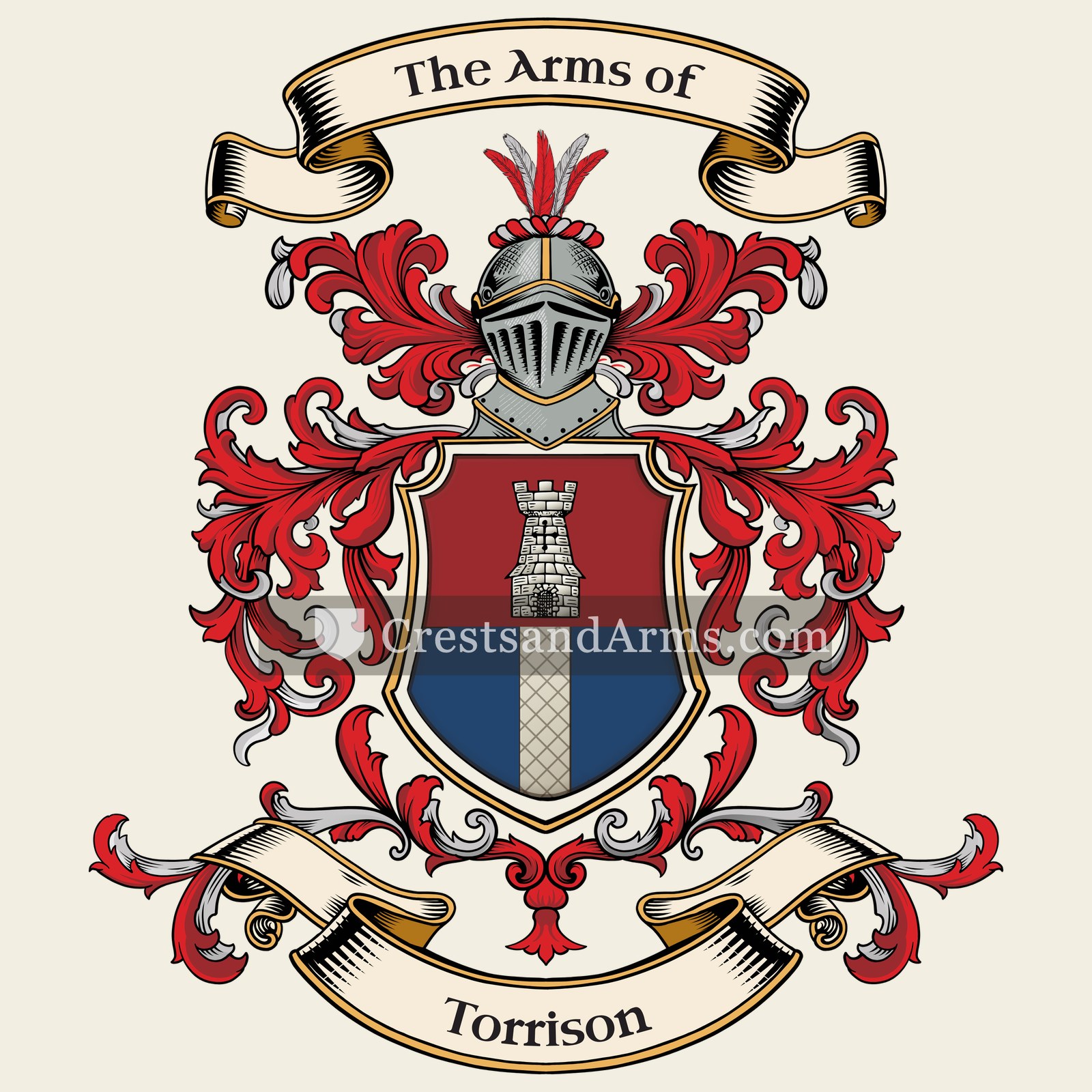 The Torrison coat of arms, drawn from the recorded blazon