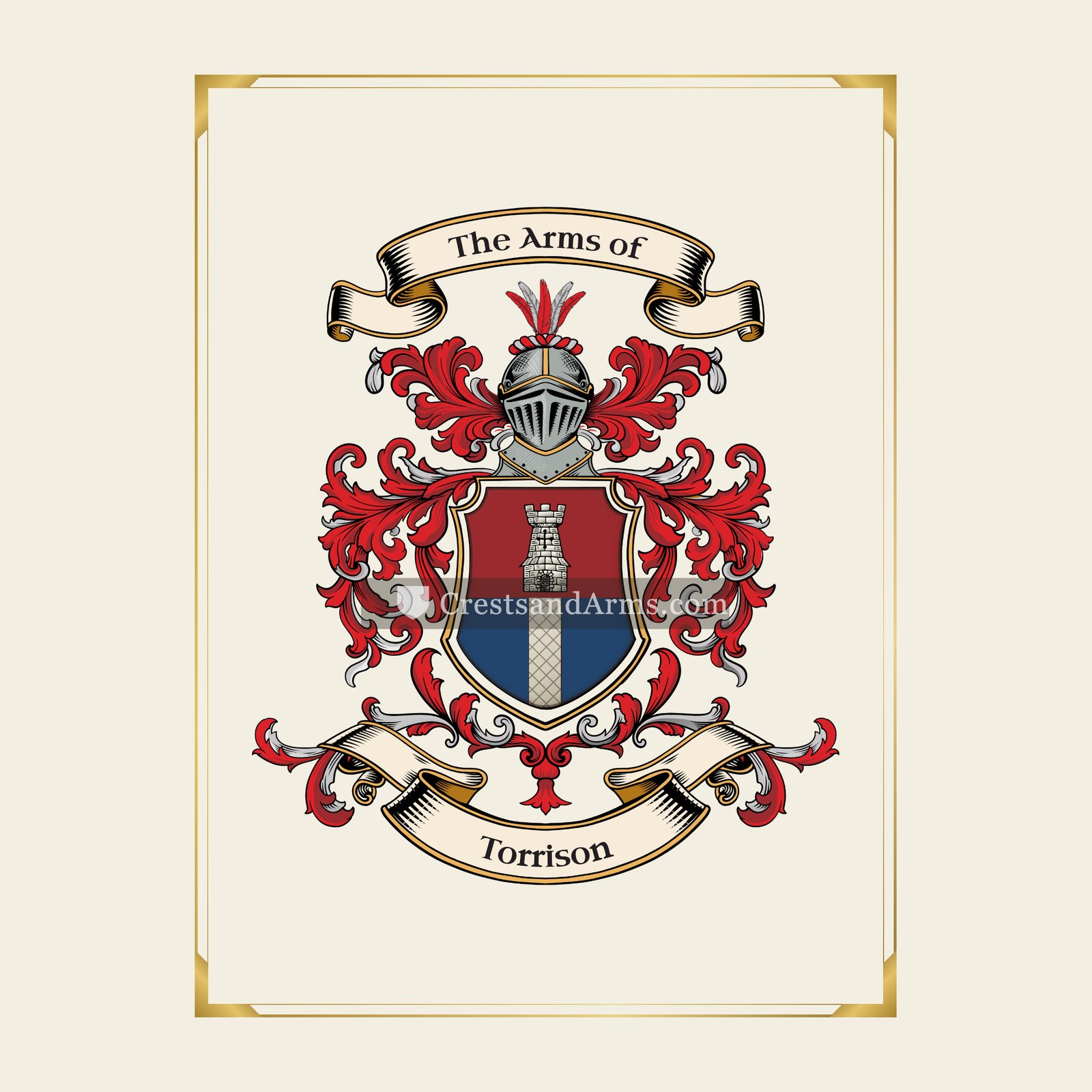 With gold border
