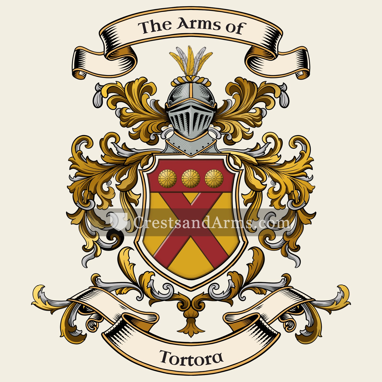 The Tortora coat of arms, drawn from the recorded blazon