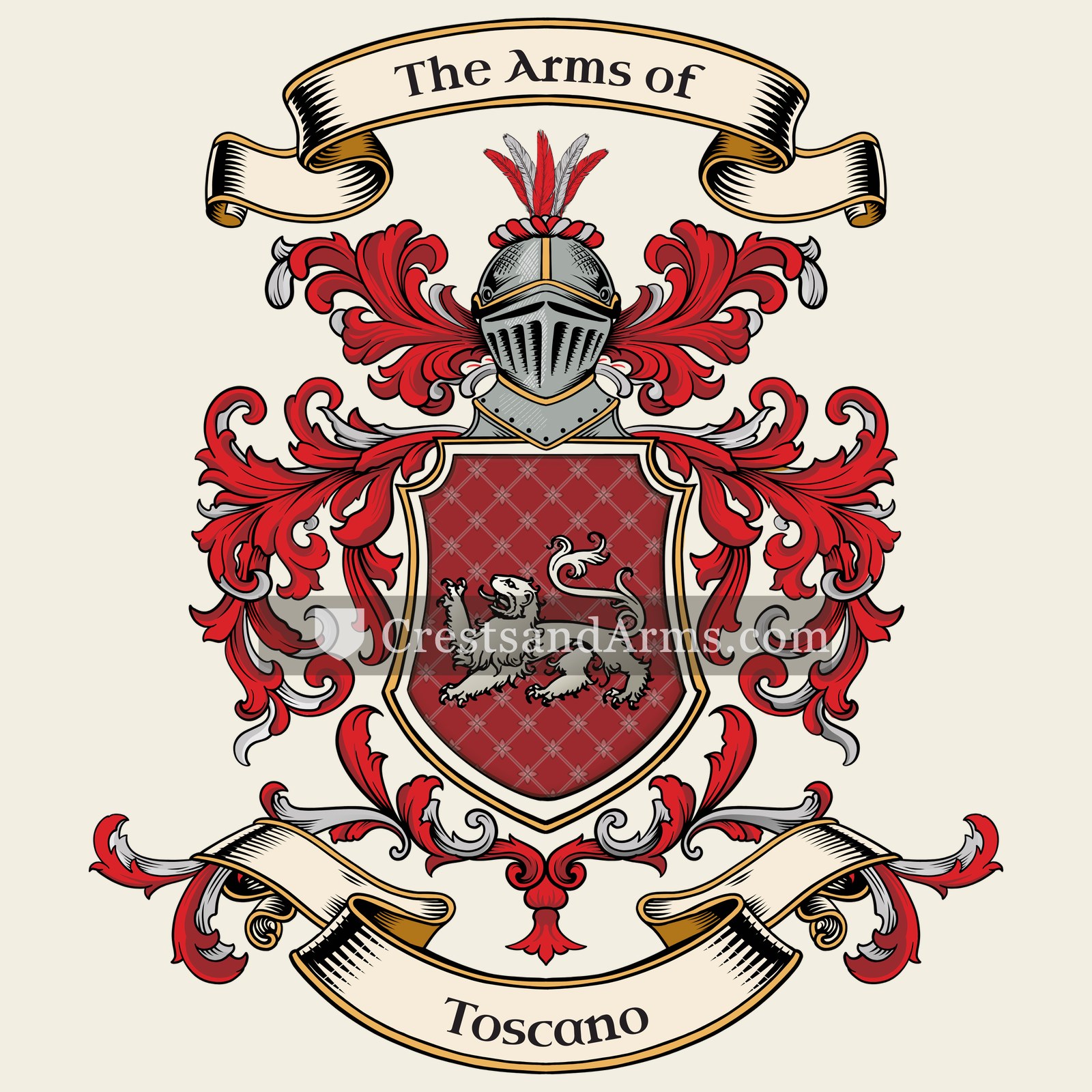 The Toscano coat of arms, drawn from the recorded blazon