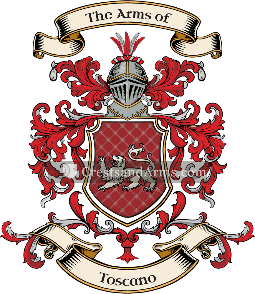 The Toscano coat of arms, drawn from the recorded blazon