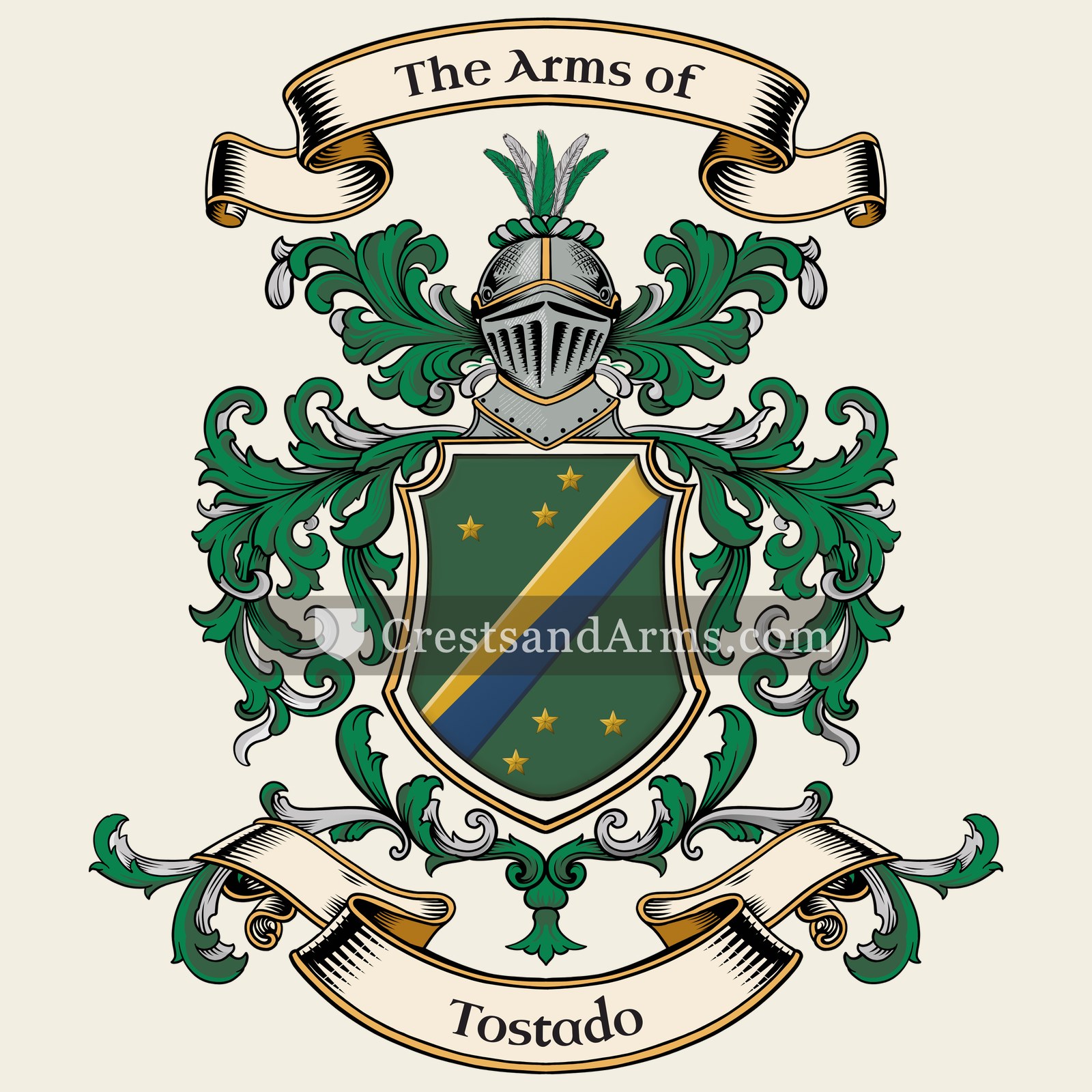 The Tostado coat of arms, drawn from the recorded blazon