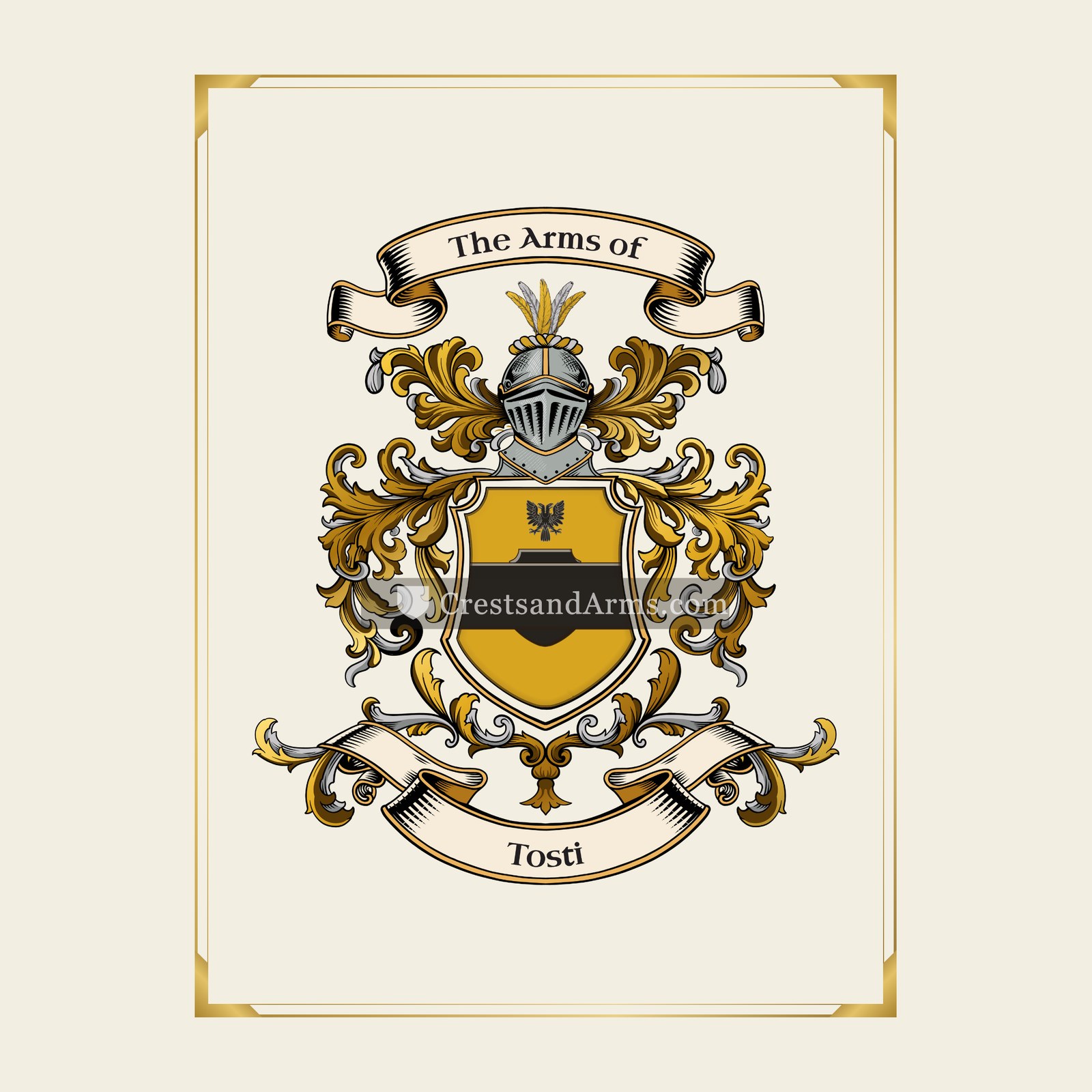 With gold border