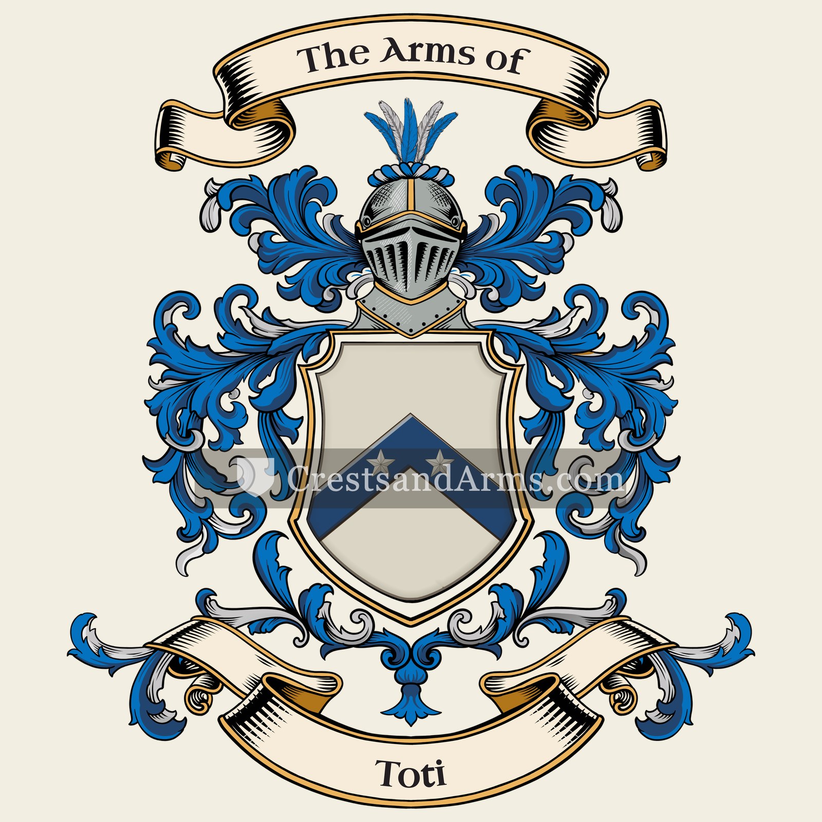 The Toti coat of arms, drawn from the recorded blazon