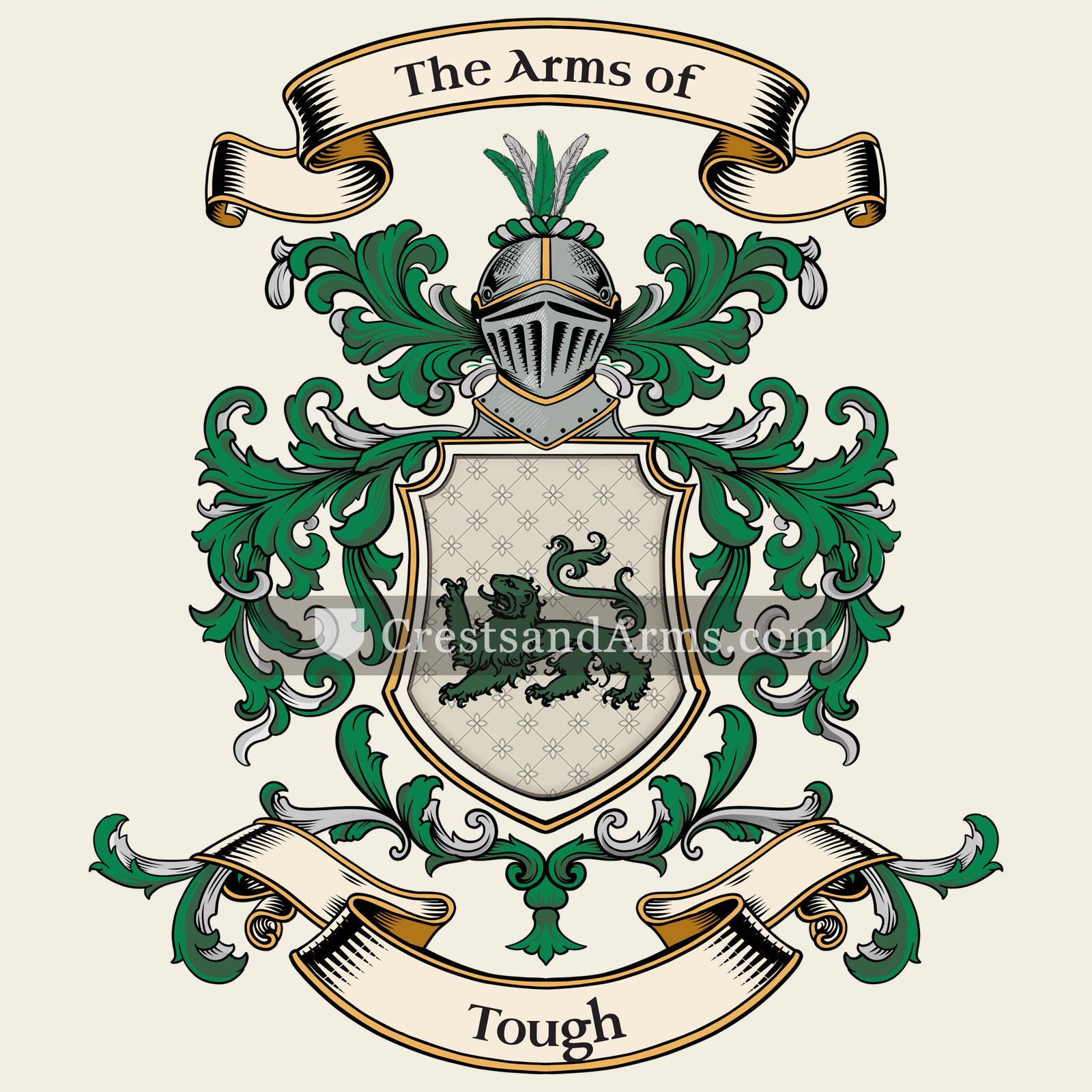 The Tough coat of arms, drawn from the recorded blazon