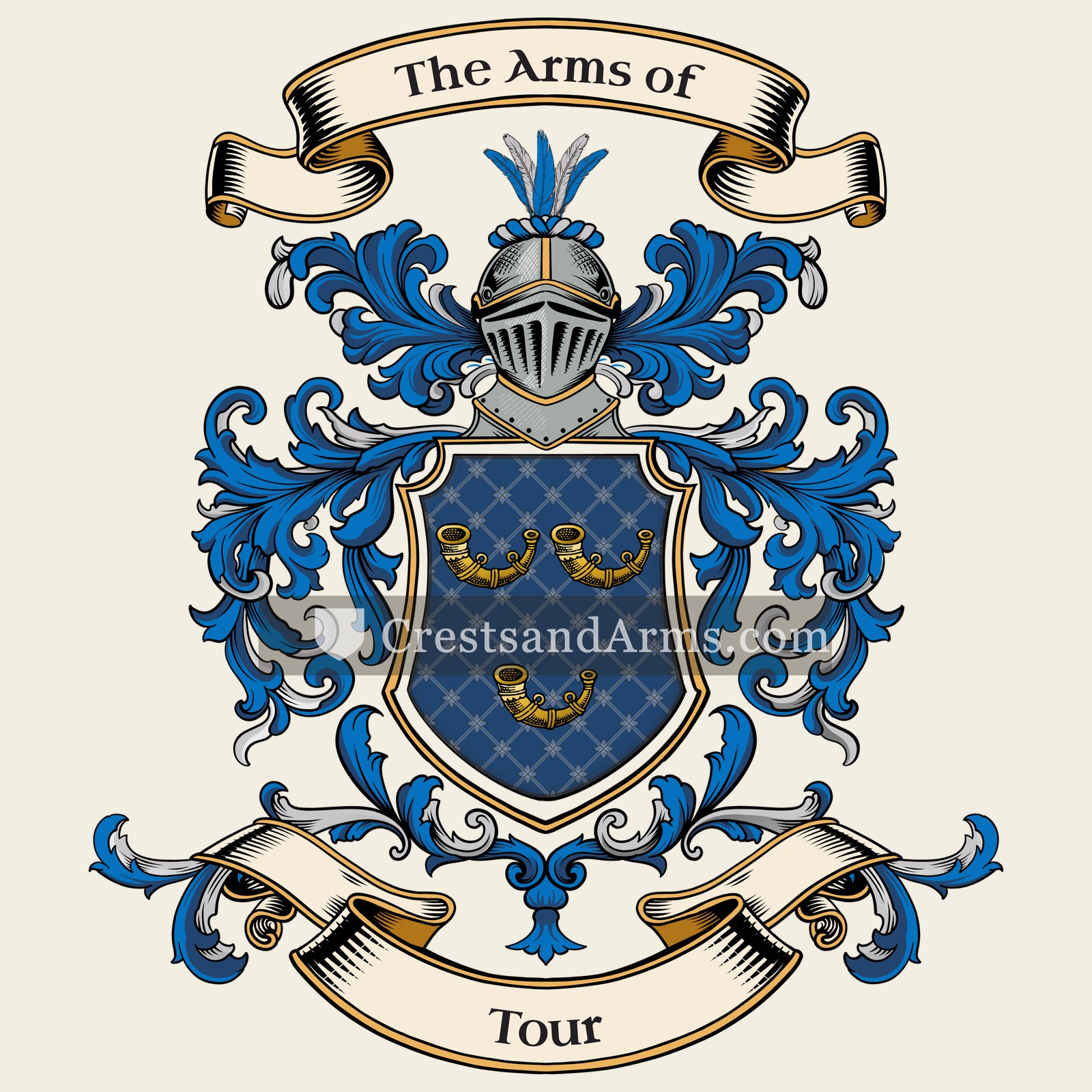 The Tour coat of arms, drawn from the recorded blazon