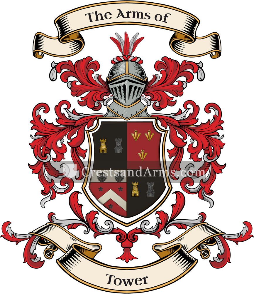 The Tower coat of arms, drawn from the recorded blazon