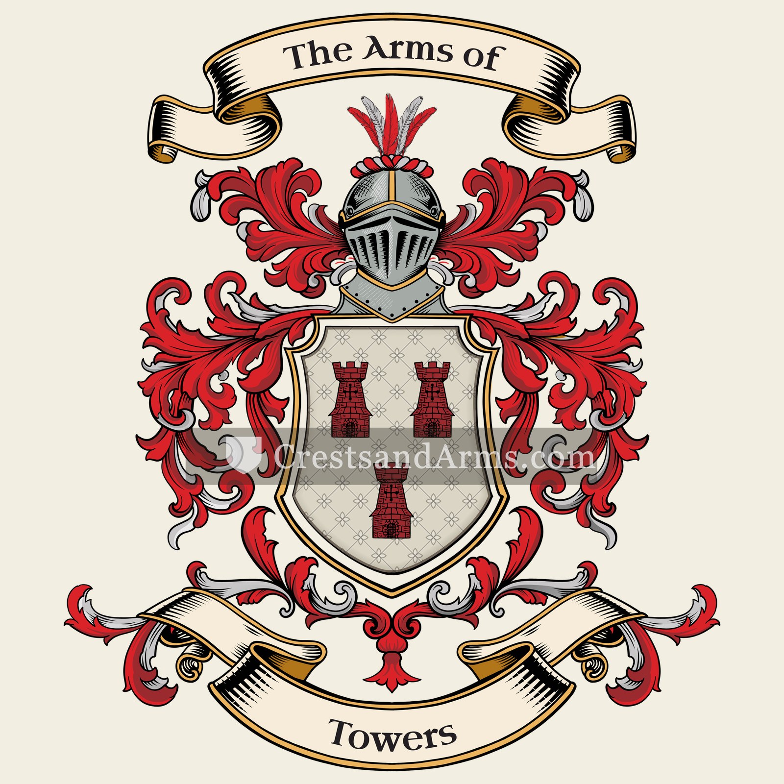 The Towers coat of arms, drawn from the recorded blazon
