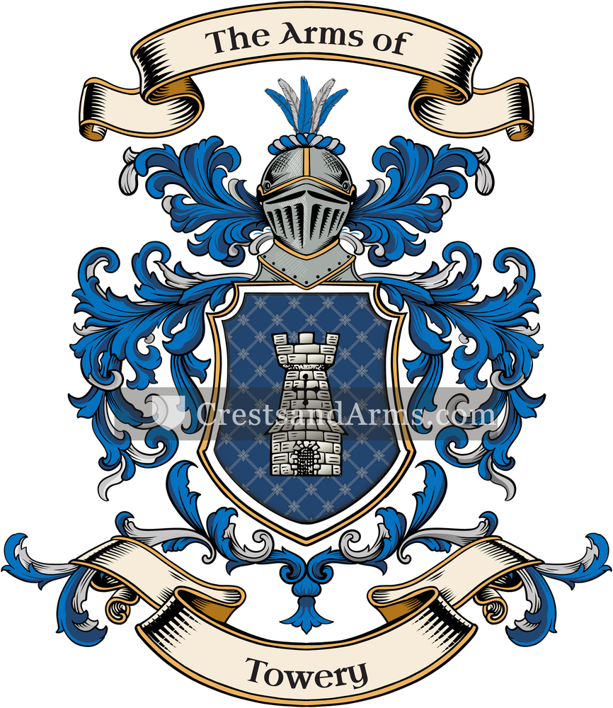 The Towery coat of arms, drawn from the recorded blazon