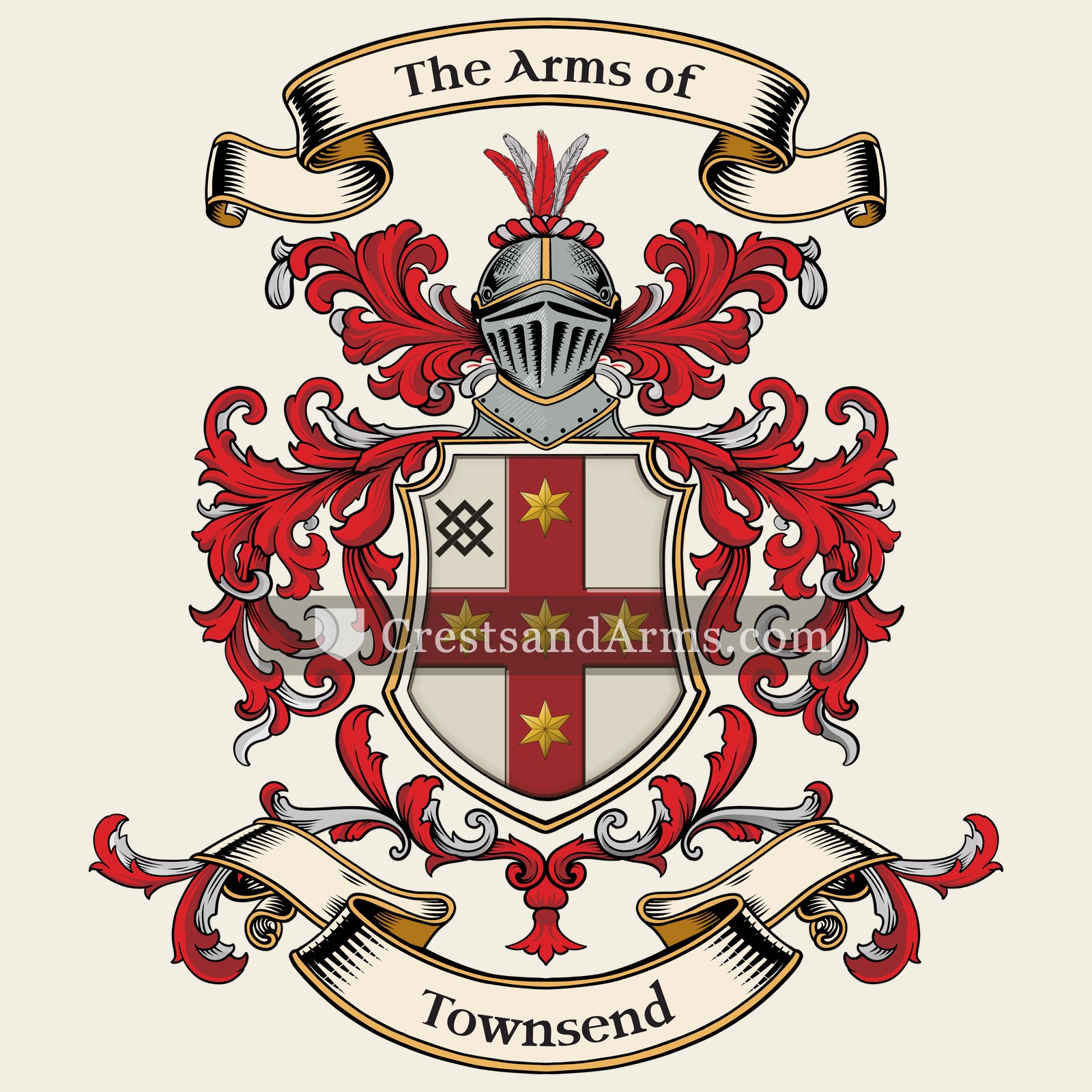 The Townsend coat of arms, drawn from the recorded blazon