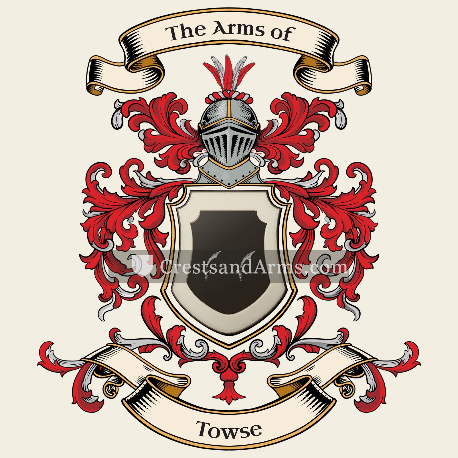 The Towse coat of arms, drawn from the recorded blazon