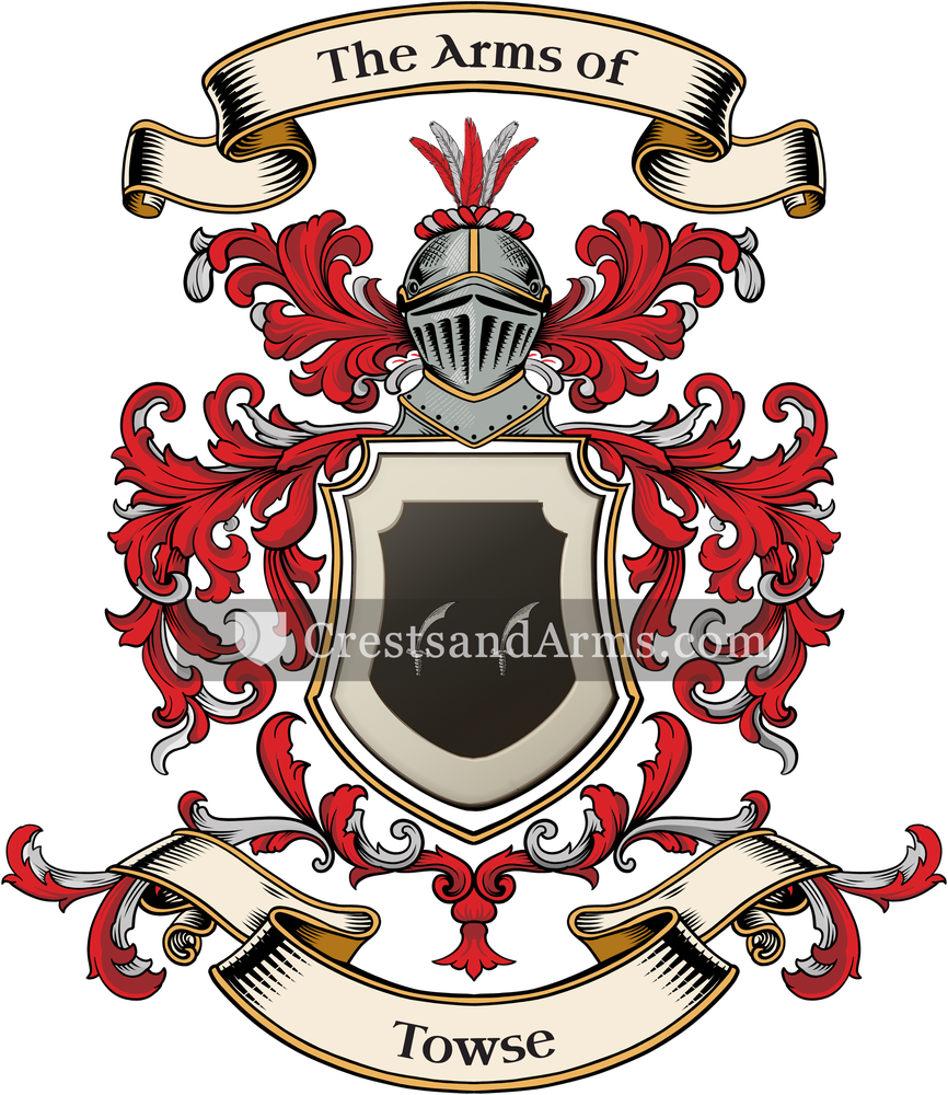 The Towse coat of arms, drawn from the recorded blazon