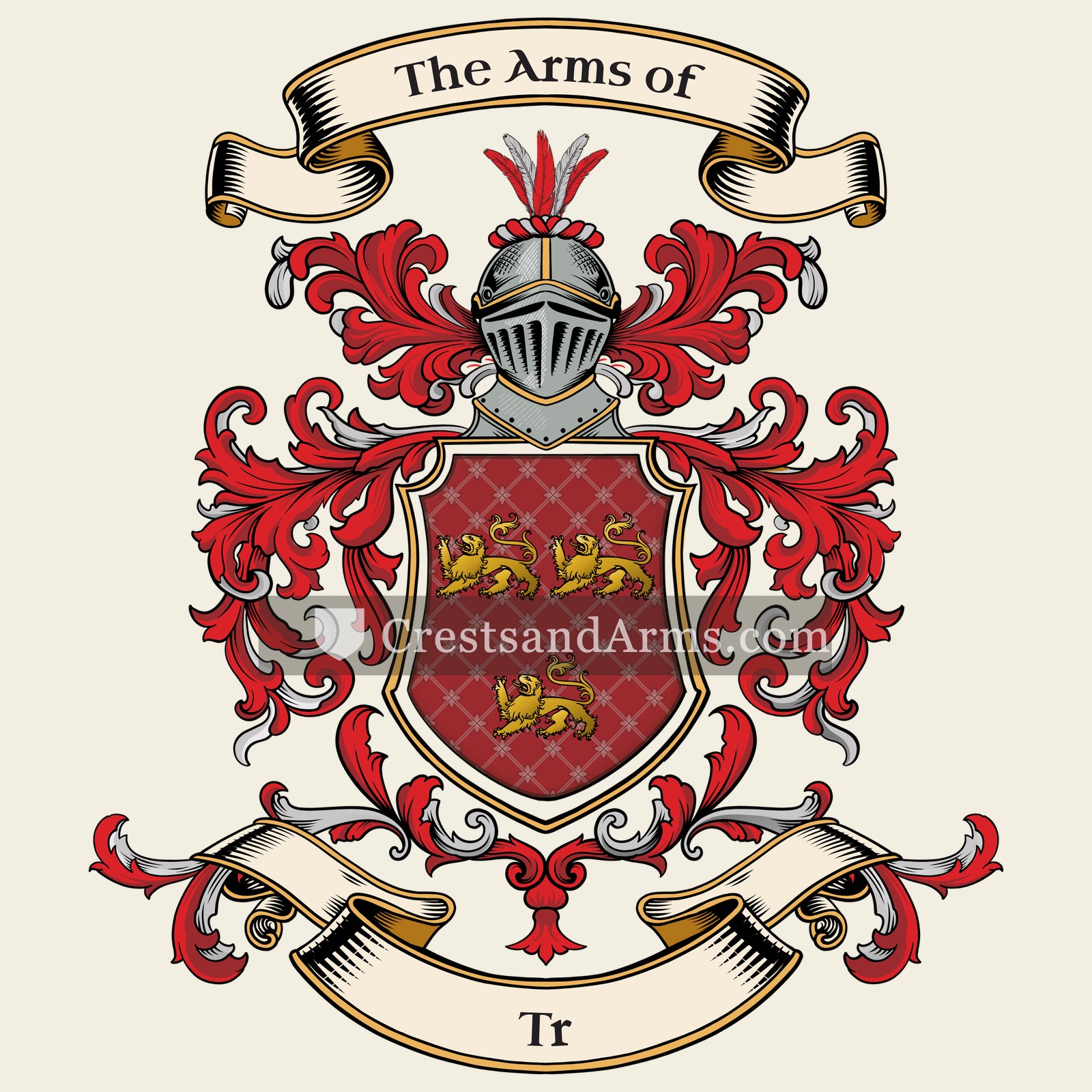 The Tr coat of arms, drawn from the recorded blazon