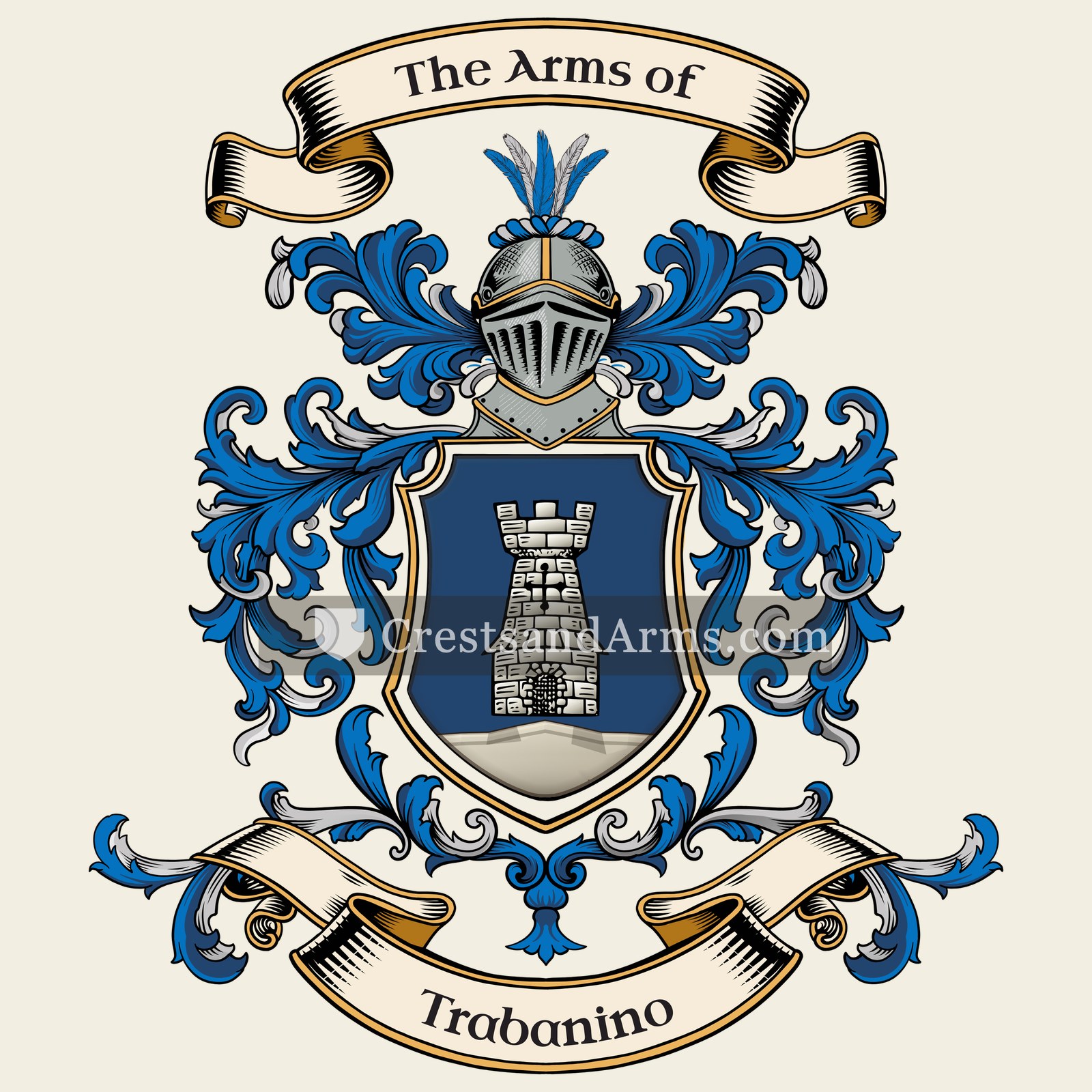 The Trabanino coat of arms, drawn from the recorded blazon