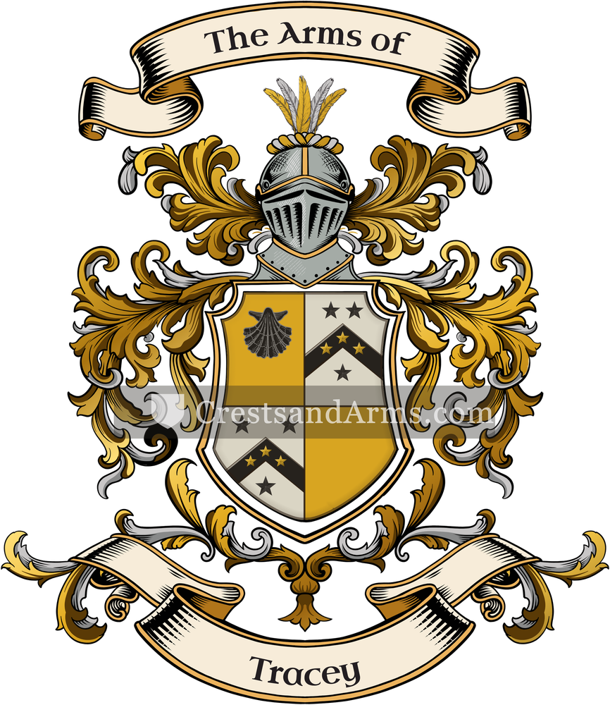 The Tracey coat of arms, drawn from the recorded blazon