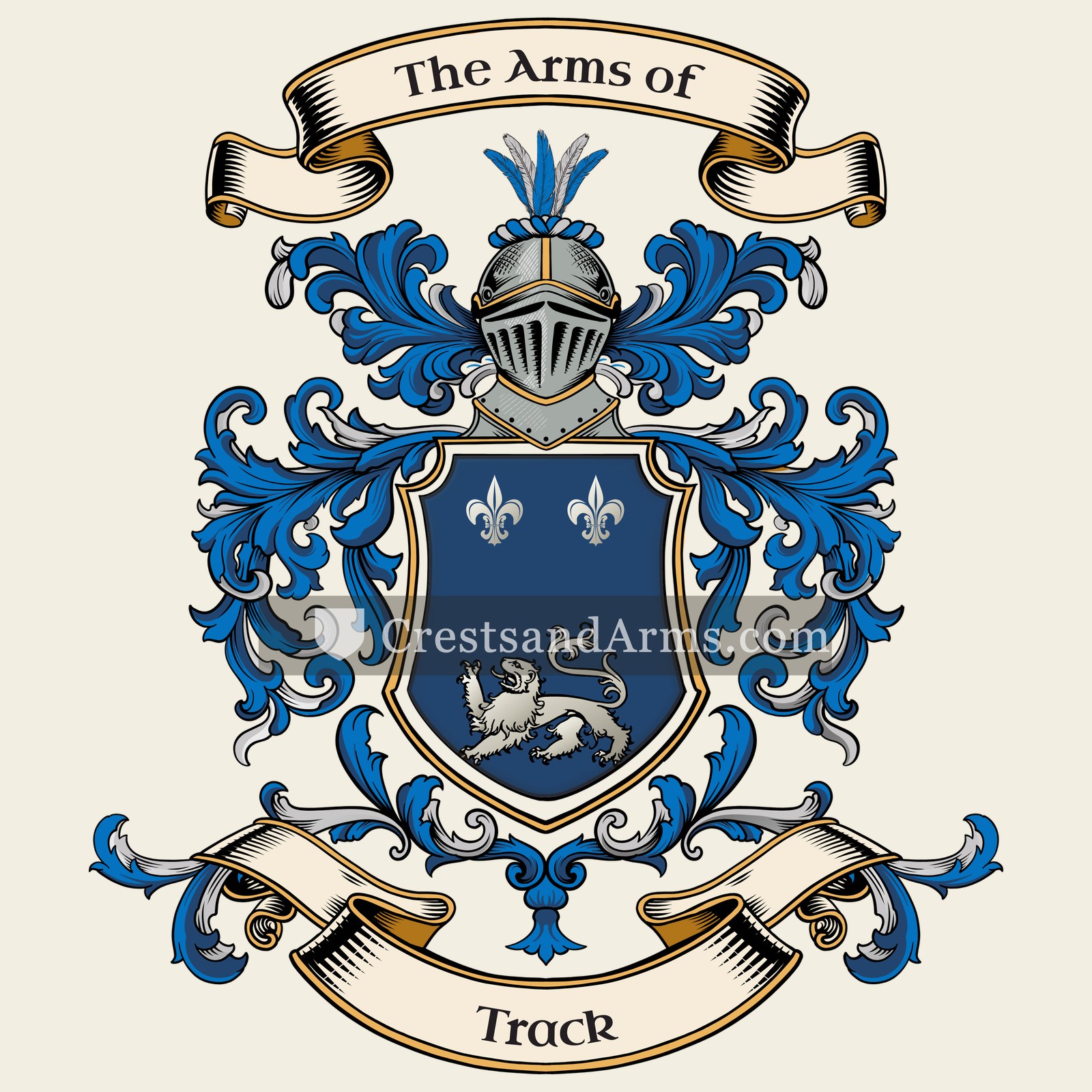 The Track coat of arms, drawn from the recorded blazon