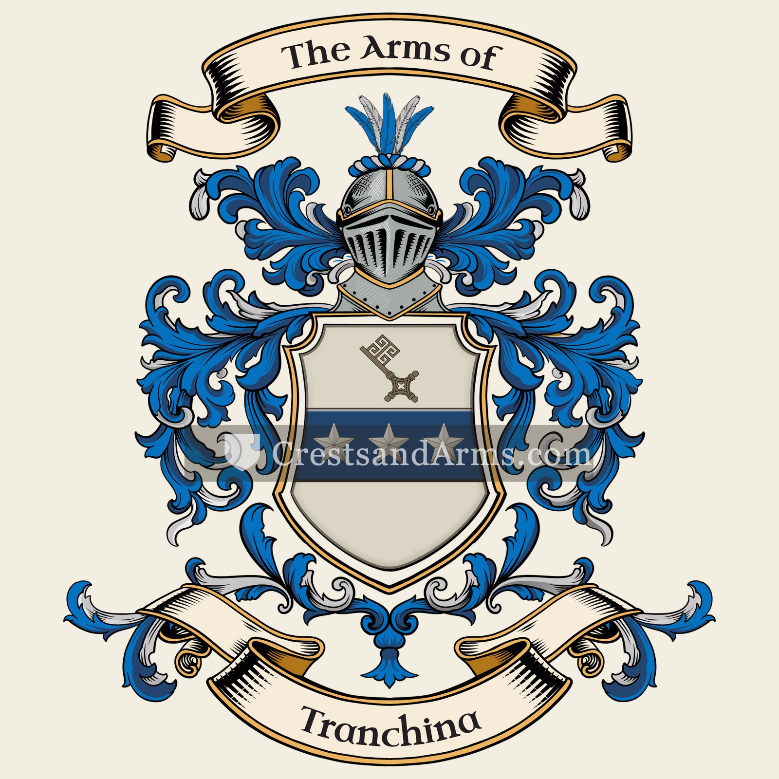 The Tranchina coat of arms, drawn from the recorded blazon