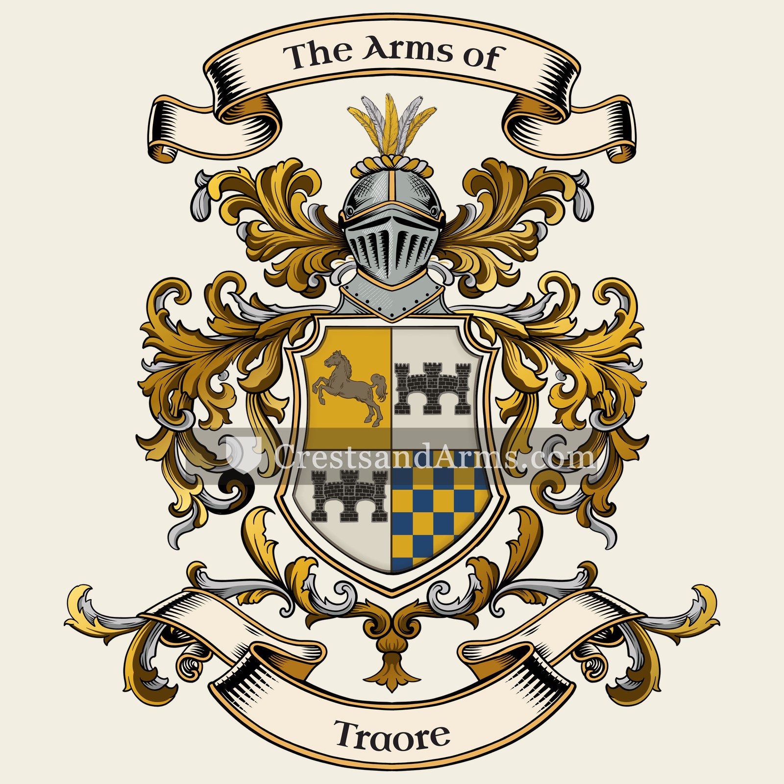 The Traore coat of arms, drawn from the recorded blazon