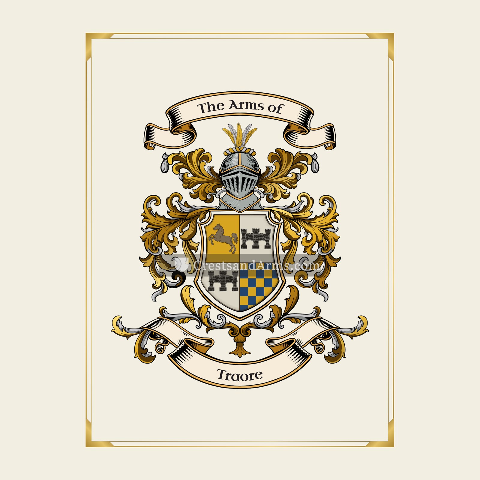 With gold border