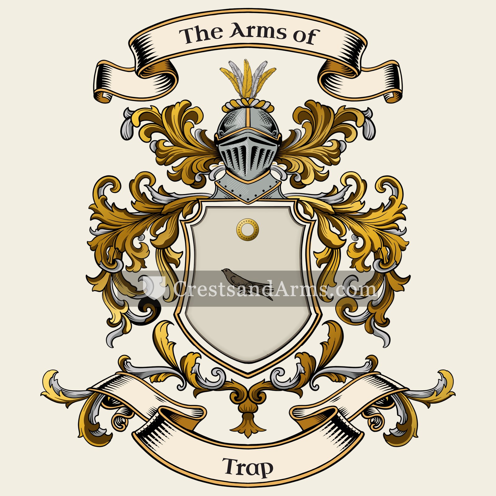 The Trap coat of arms, drawn from the recorded blazon