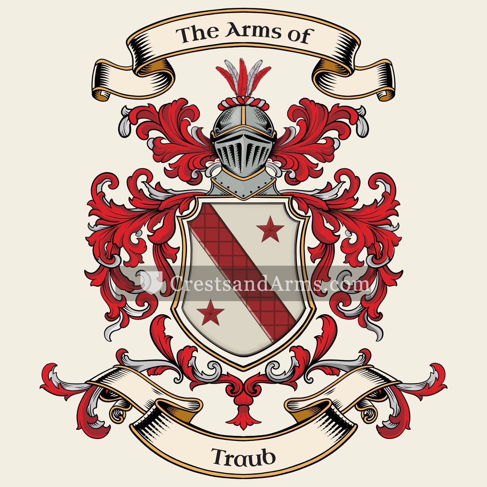 The Traub coat of arms, drawn from the recorded blazon