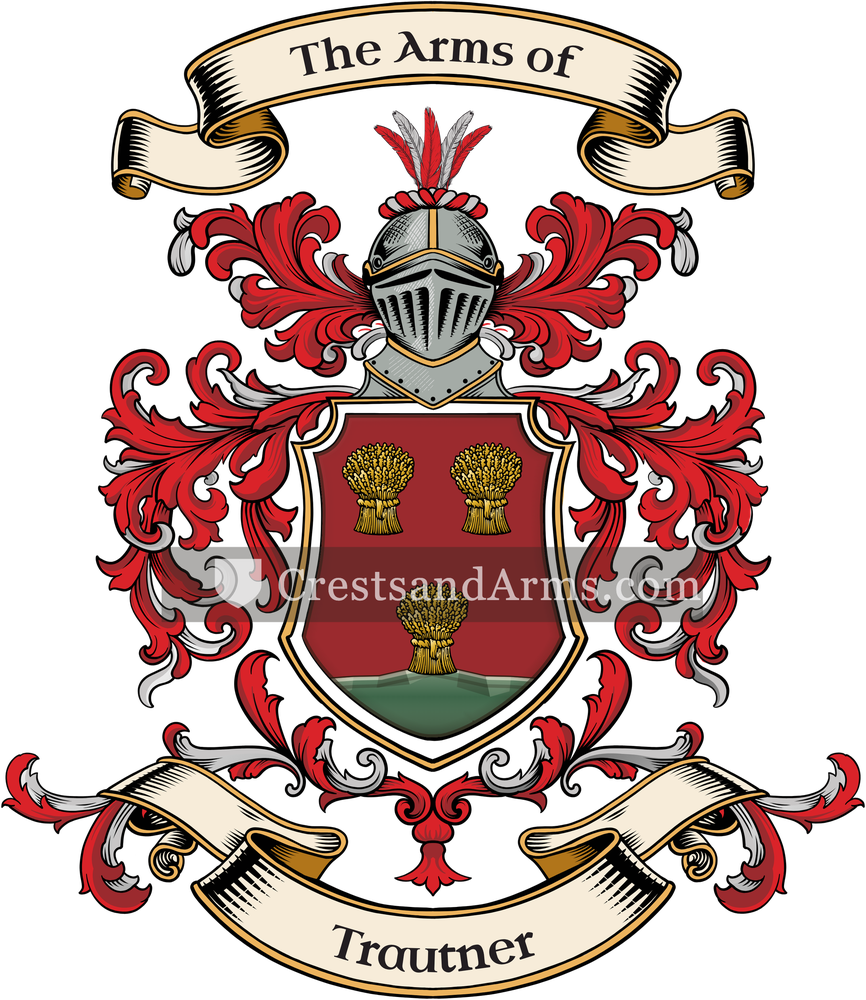 The Trautner coat of arms, drawn from the recorded blazon