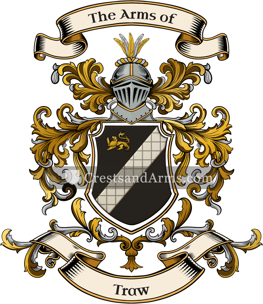 The Traw coat of arms, drawn from the recorded blazon