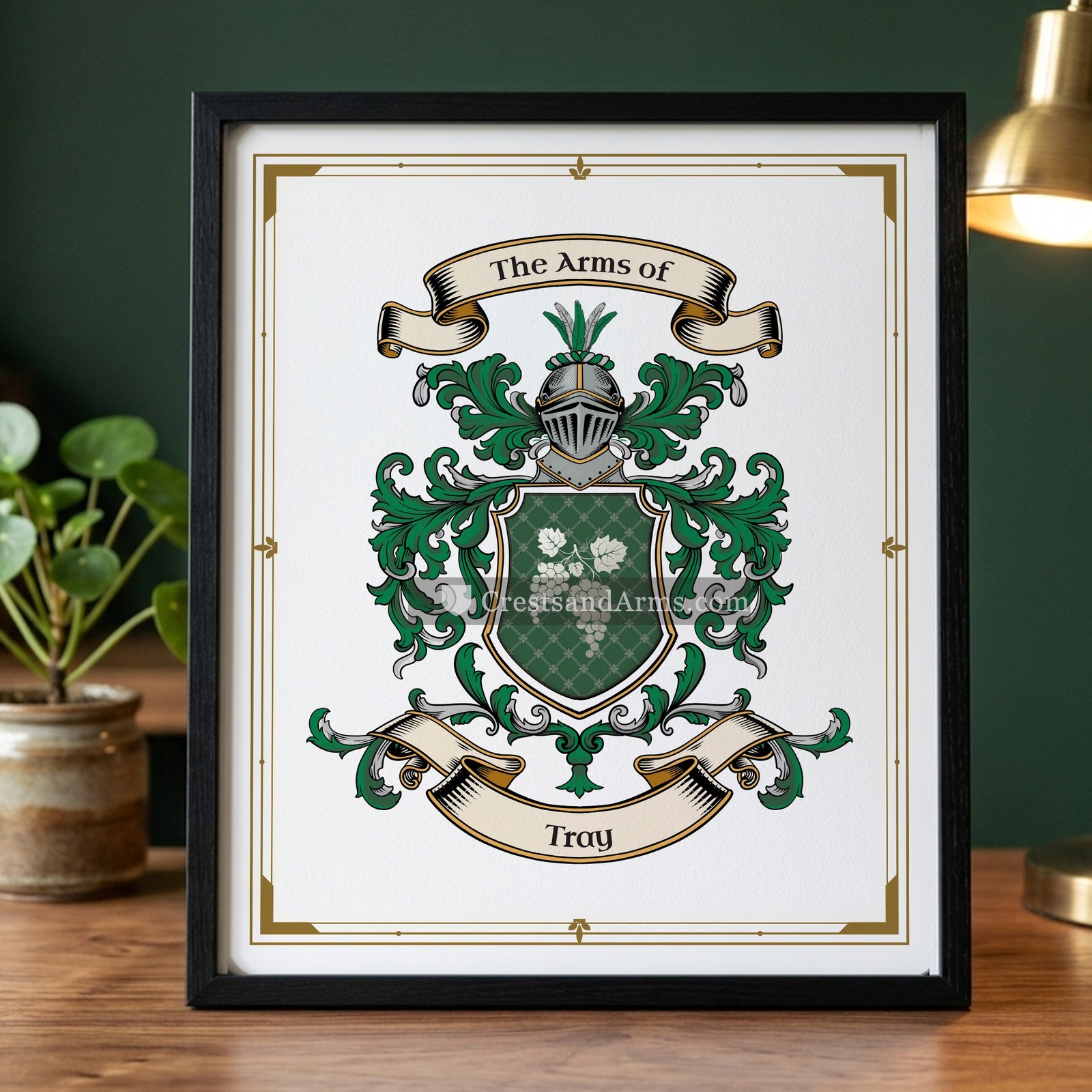 The Tray arms on the framed, black wood
