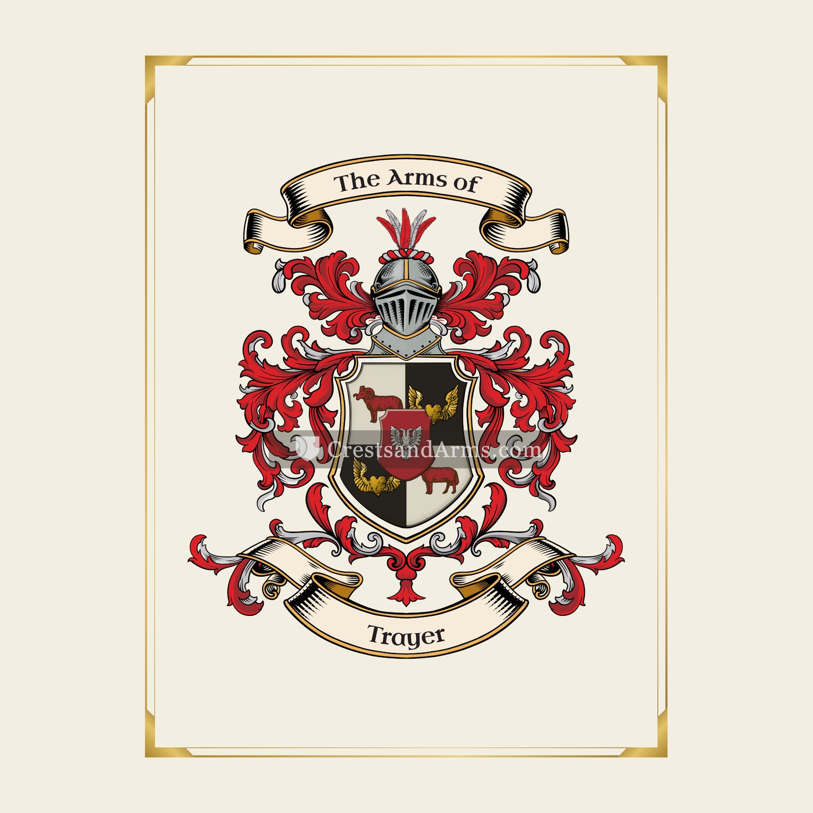 With gold border