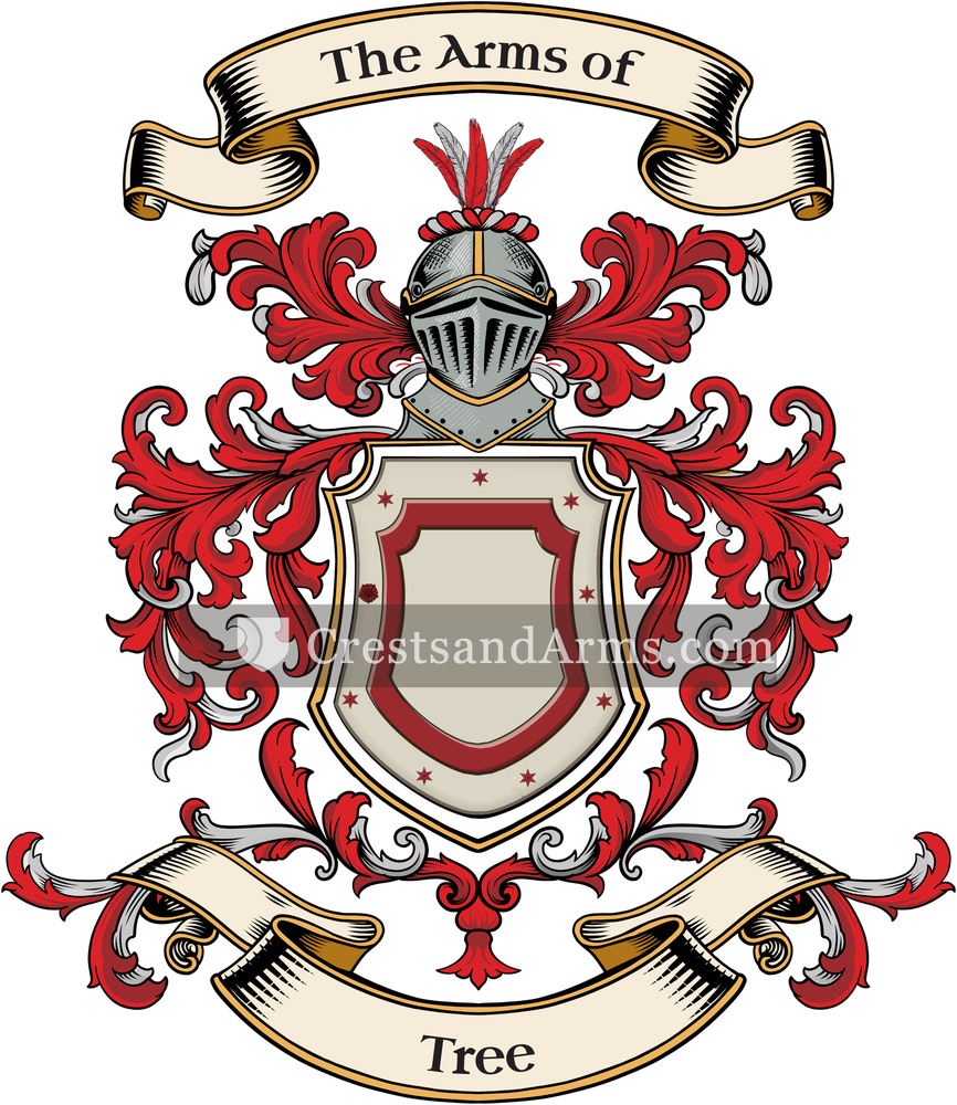 The Tree coat of arms, drawn from the recorded blazon