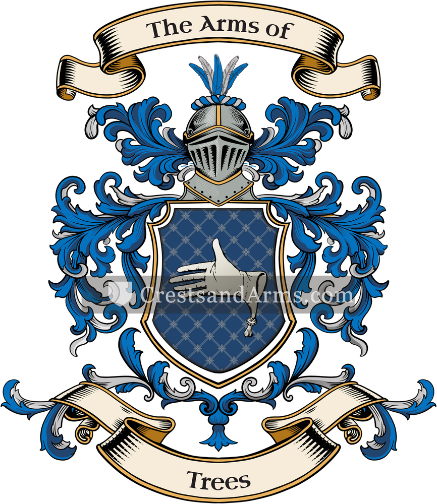 The Trees coat of arms, drawn from the recorded blazon