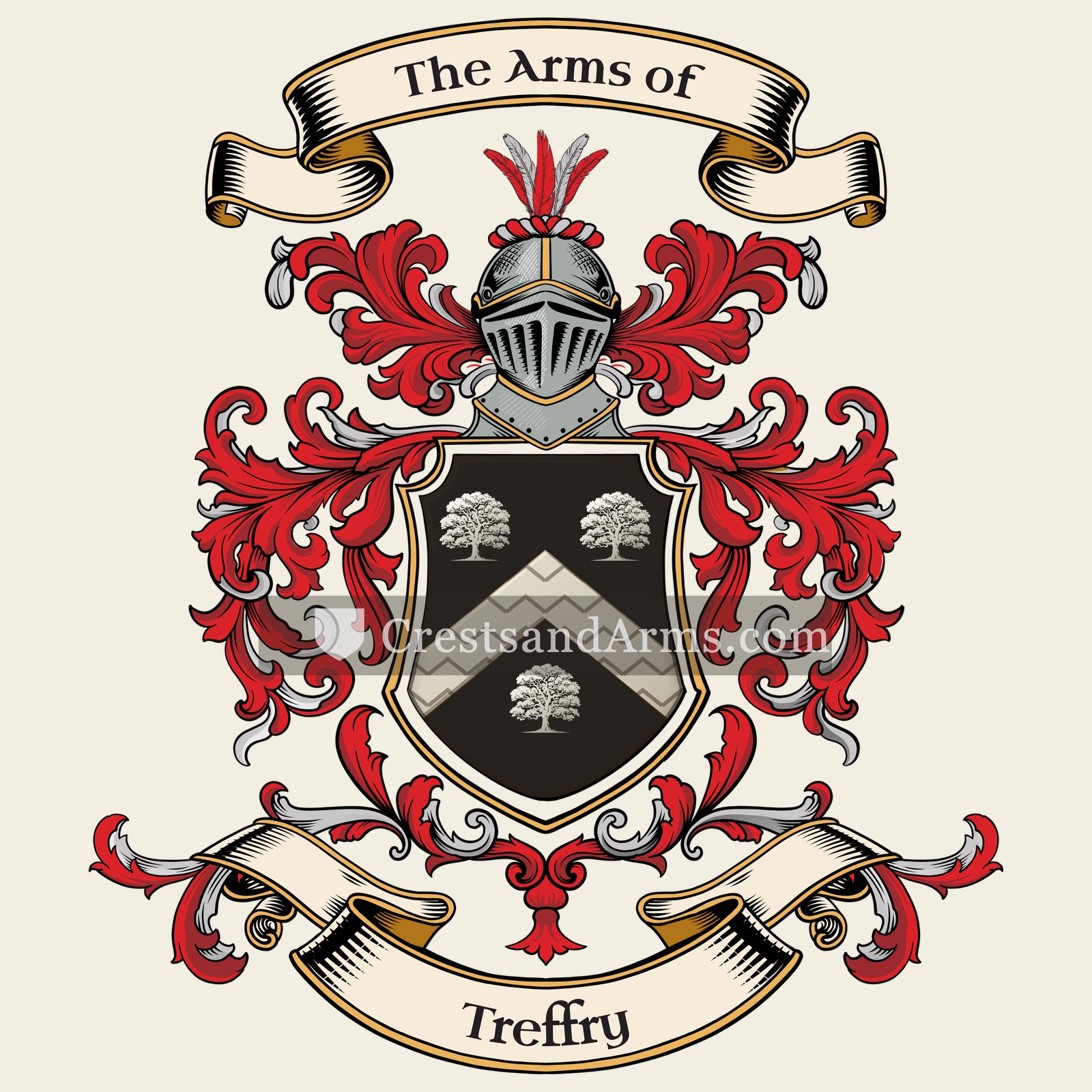The Treffry coat of arms, drawn from the recorded blazon