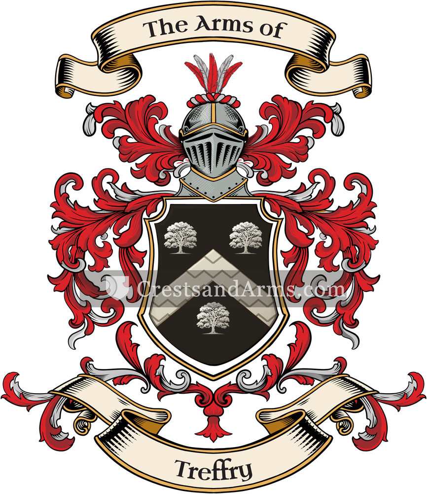 The Treffry coat of arms, drawn from the recorded blazon