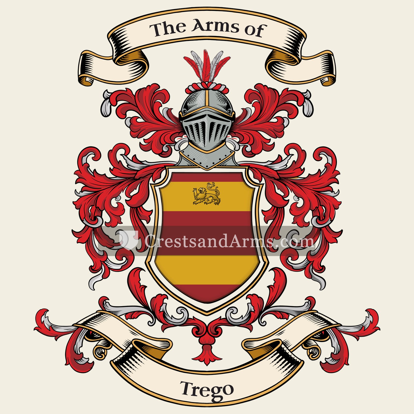 The Trego coat of arms, drawn from the recorded blazon