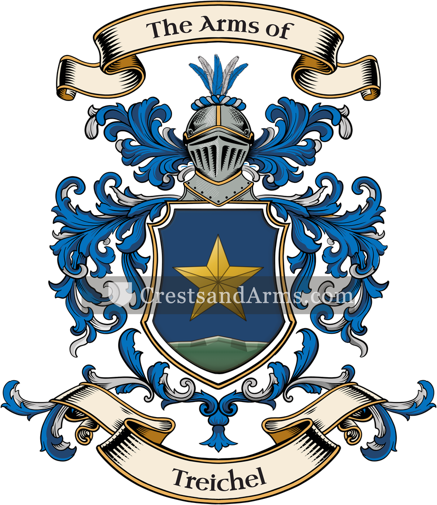 The Treichel coat of arms, drawn from the recorded blazon
