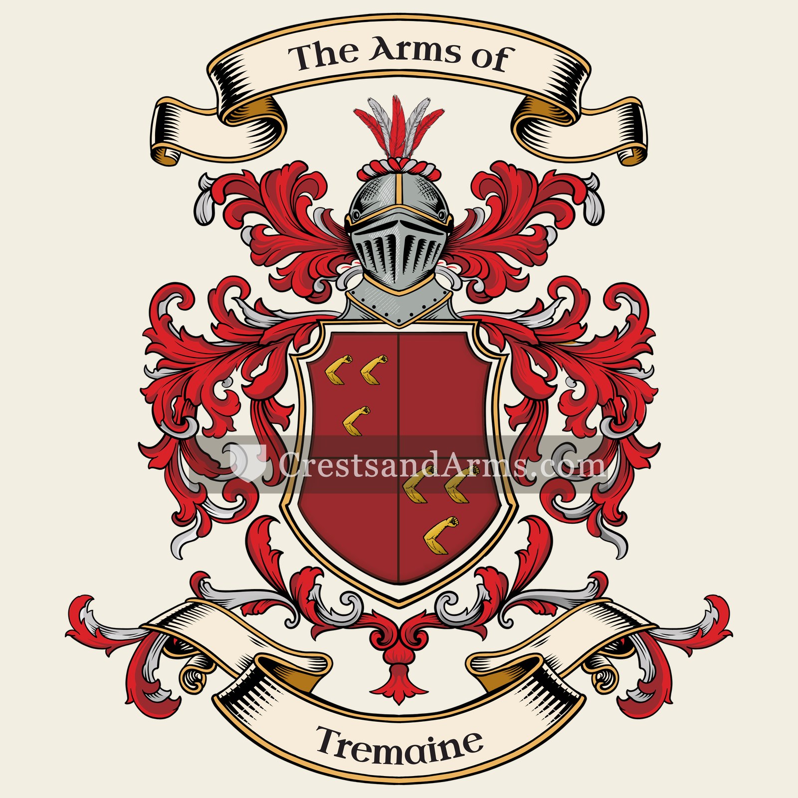 The Tremaine coat of arms, drawn from the recorded blazon
