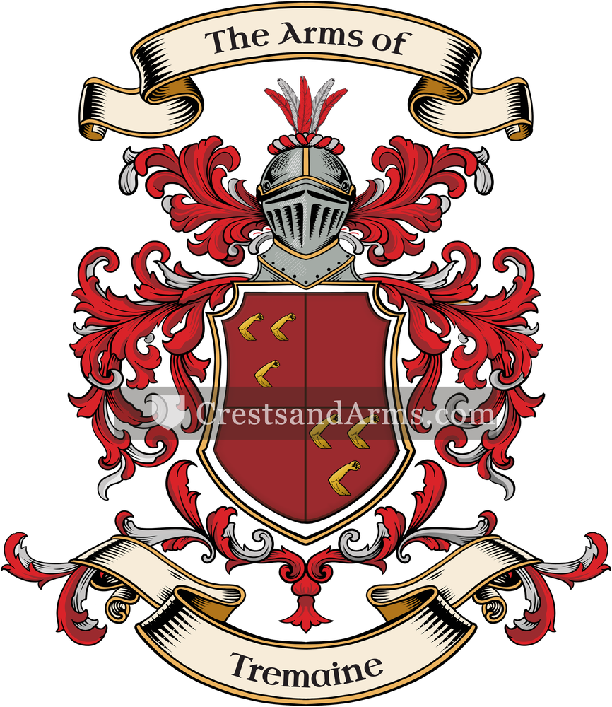 The Tremaine coat of arms, drawn from the recorded blazon