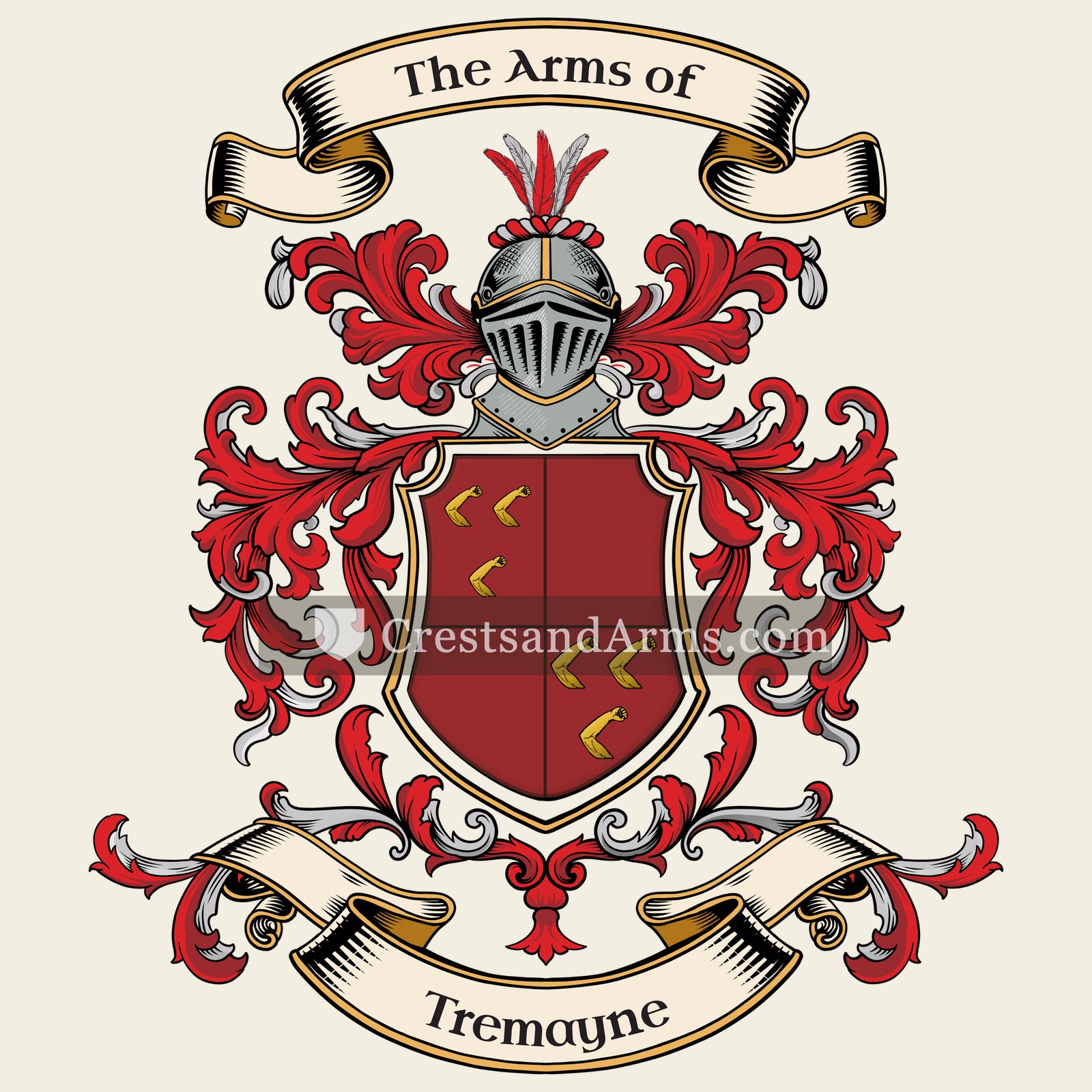 The Tremayne coat of arms, drawn from the recorded blazon