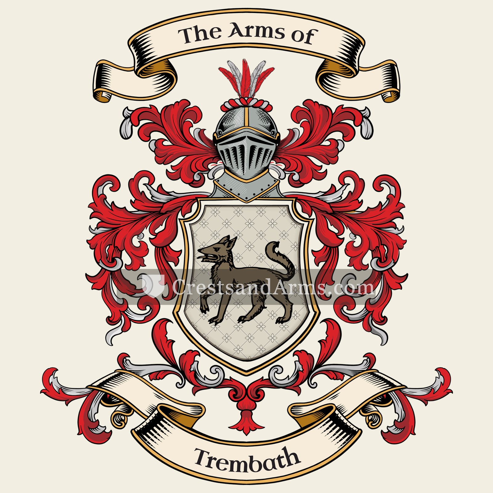 The Trembath coat of arms, drawn from the recorded blazon