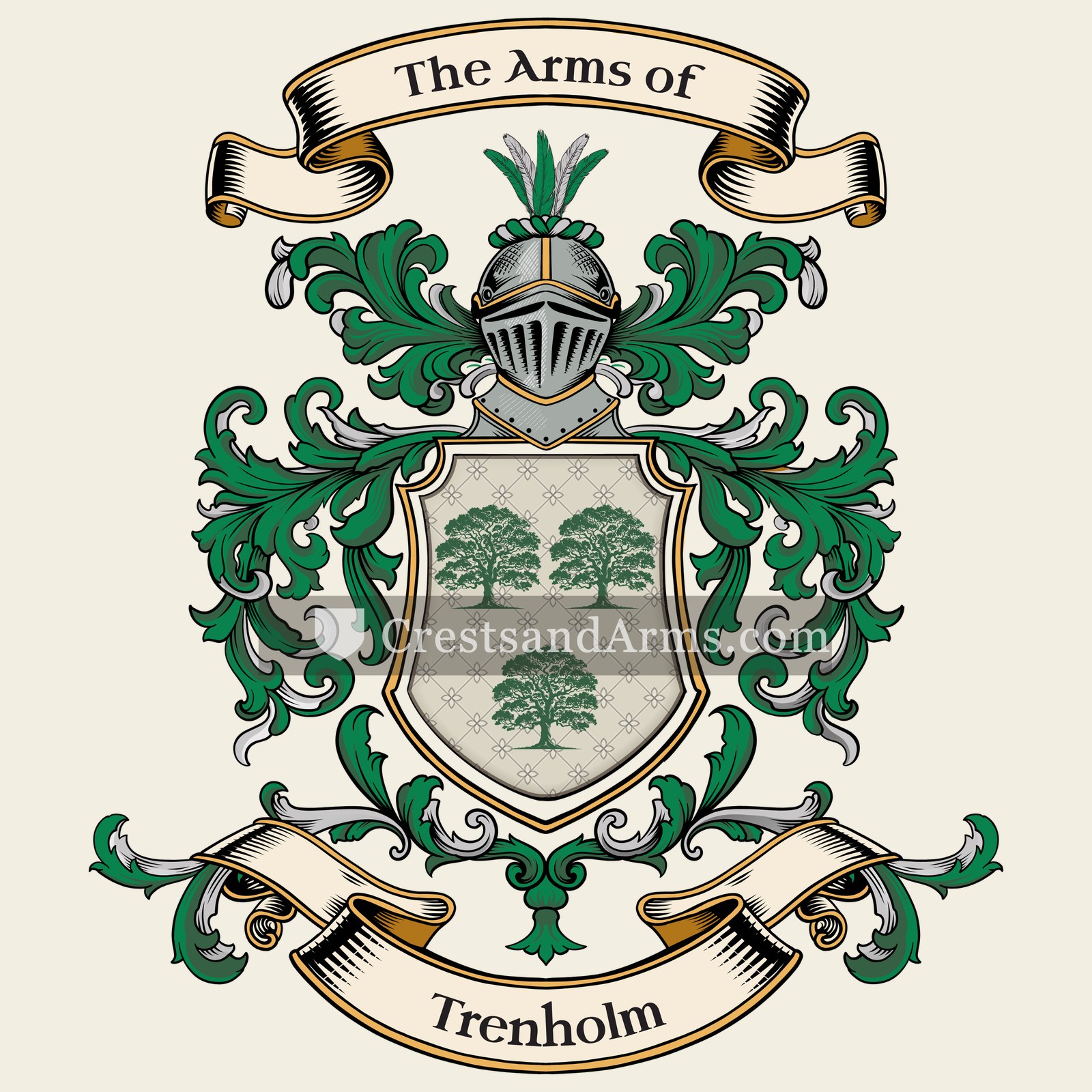 The Trenholm coat of arms, drawn from the recorded blazon