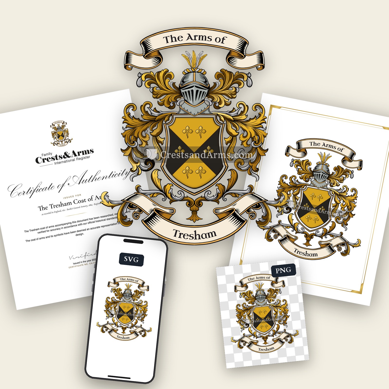 The Tresham arms on the coat of arms — digital pack