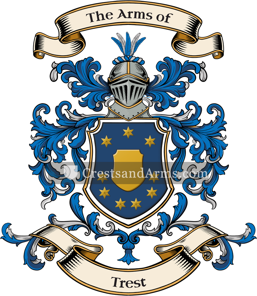The Trest coat of arms, drawn from the recorded blazon