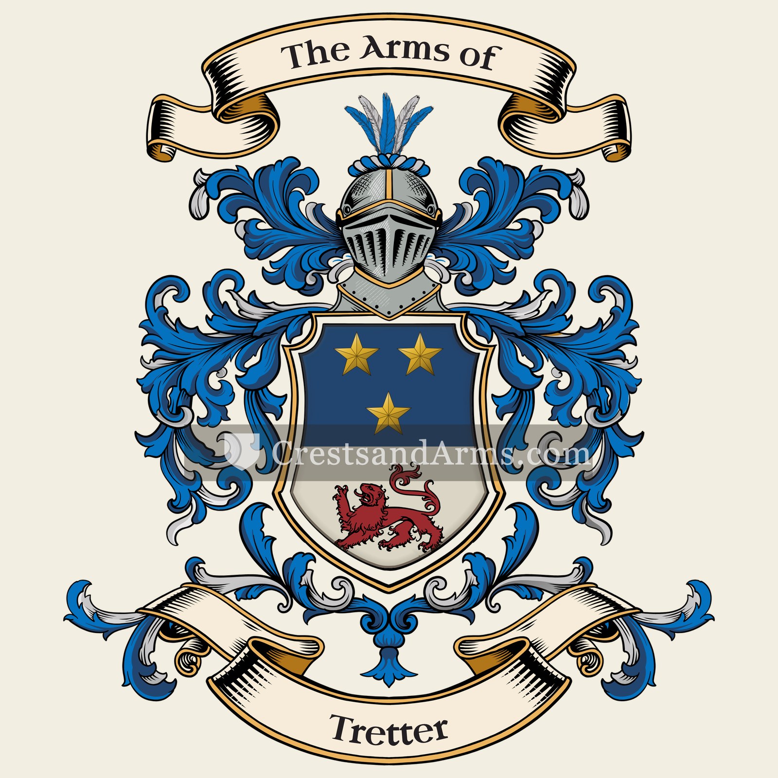 The Tretter coat of arms, drawn from the recorded blazon
