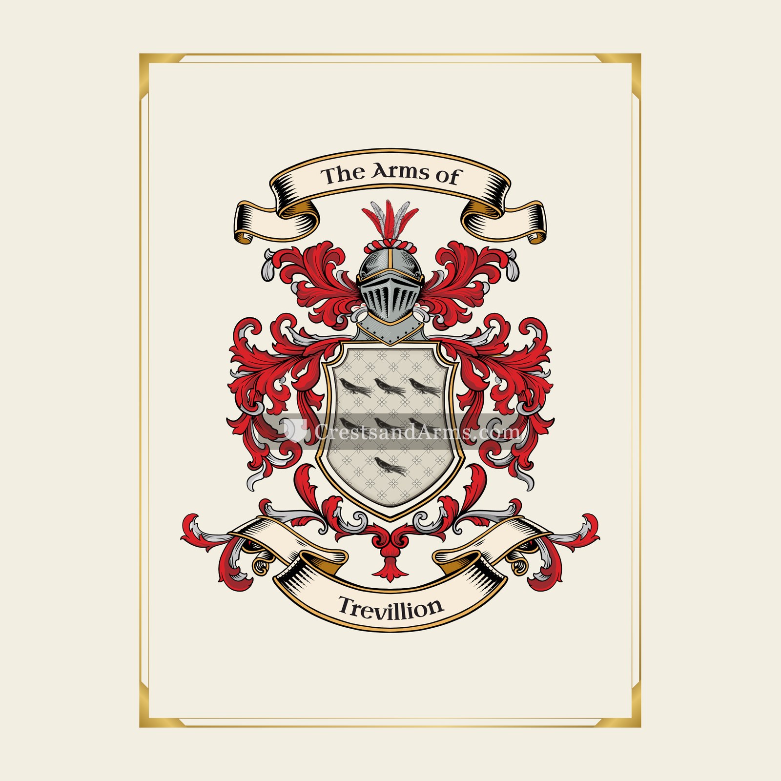 With gold border