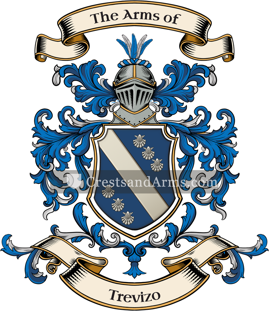The Trevizo coat of arms, drawn from the recorded blazon