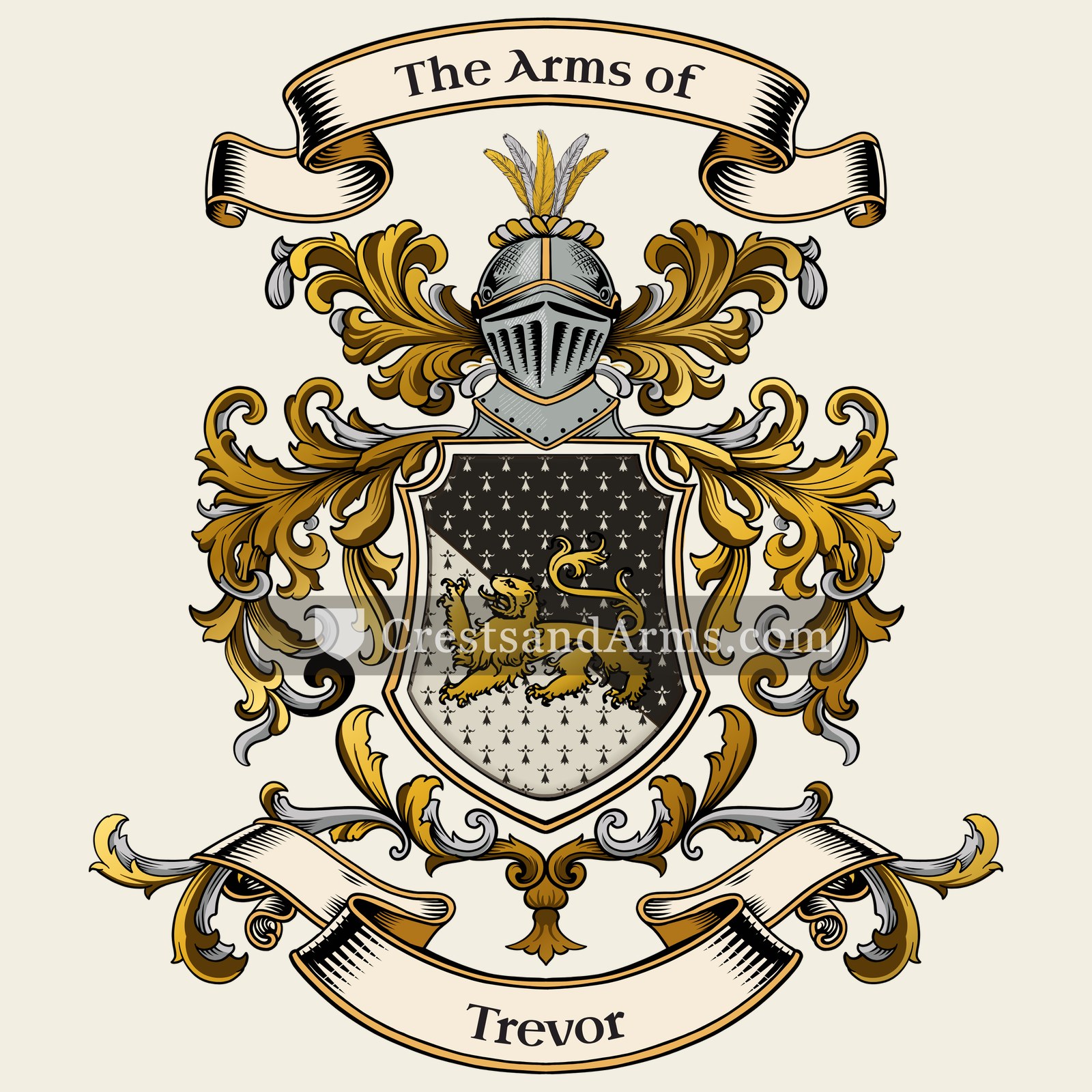 The Trevor coat of arms, drawn from the recorded blazon