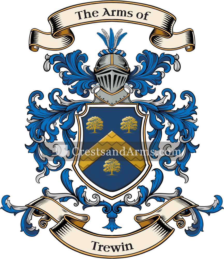 The Trewin coat of arms, drawn from the recorded blazon